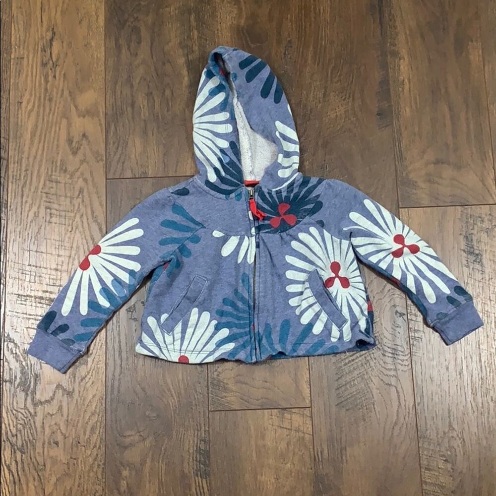 Tea collection blue floral zip-up hoodie